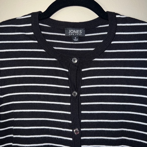 Jones NY Cardigan Black/White Stripe Size Small - Picture 3 of 4